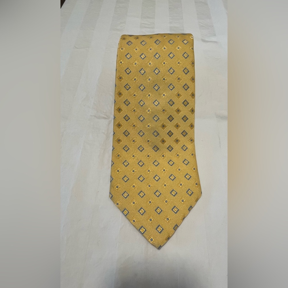 Brook’s Brothers Makers Vintage Chic Classic Neck Tie, Jacquard, Yellow + Blue